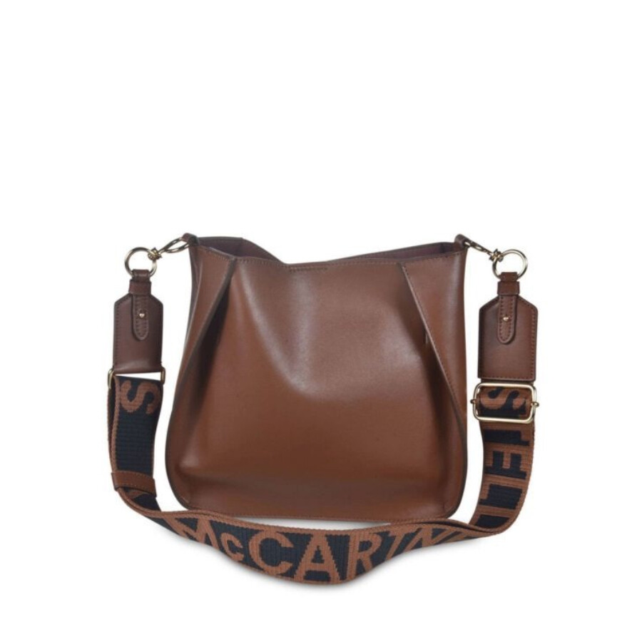 Stella Mccartney Perforated Stella Logo Shoulder Bag In Brown