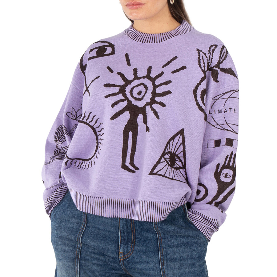 Purple Graphic Flock Artwork Jumper