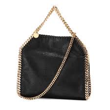 Stella Mccartney Falabella Mini Black Handbag With Handle And Chain Shoulder Strap In Eco Leather Woman In Black