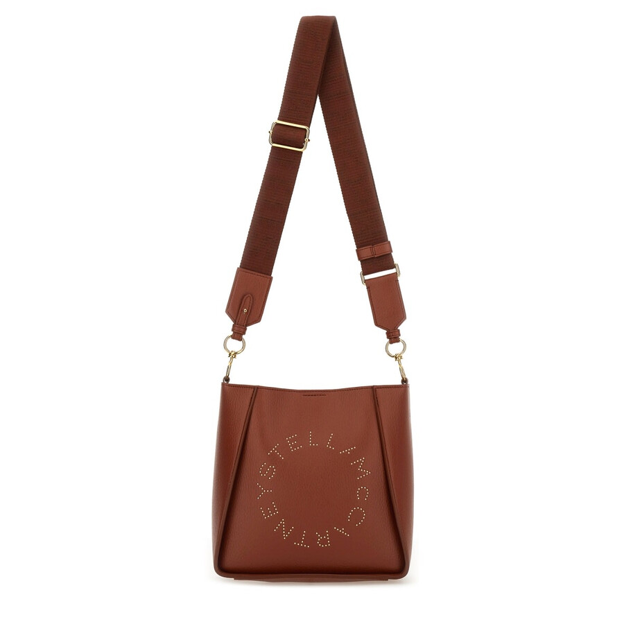 Stella Mccartney Logo Shoulder Bag With Hardware And Handle In Brown