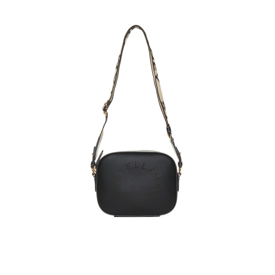 Stella Mccartney Small Embossed Camera Shoulder Bag In Black