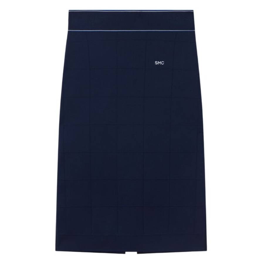 Technical Knit Striped Midi Skirt