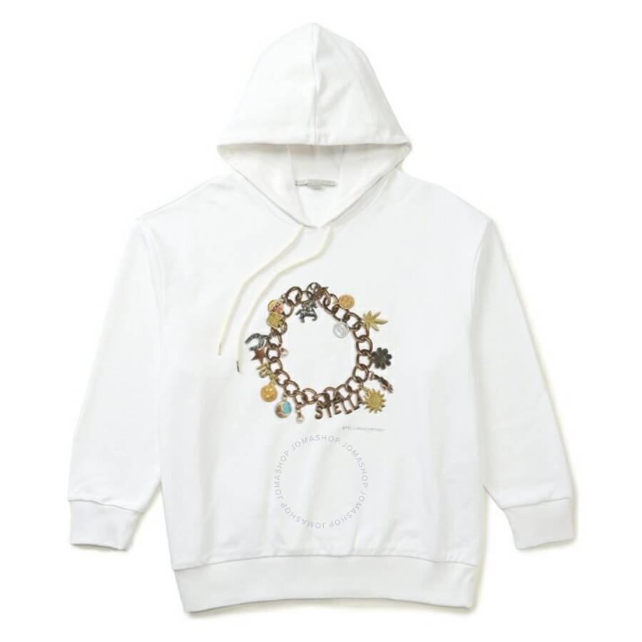 Stella Mccartney White Cotton Bracelet-print Hooded Sweatshirt In White