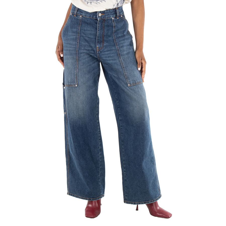 Workwear Wide-Leg Denim Cargo Jeans