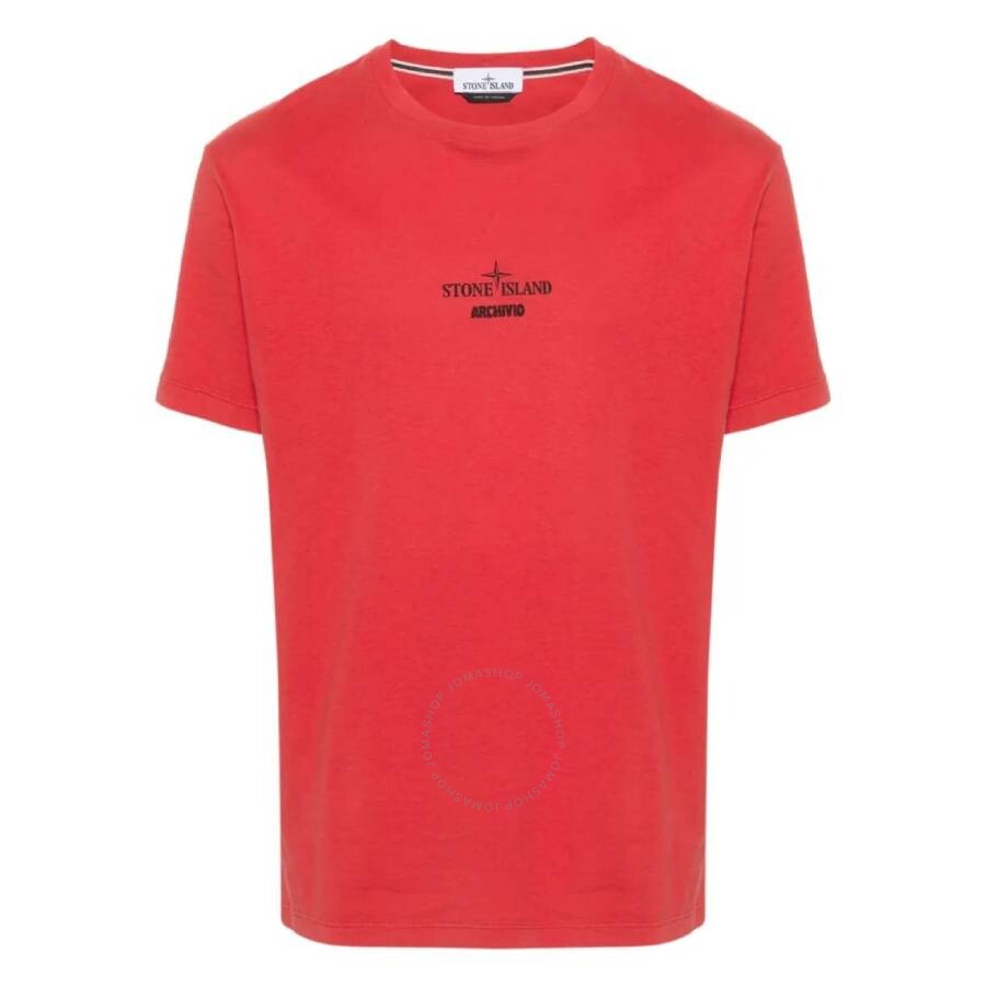 Stone Island Archivio Print Slim-fit Cotton T-shirt In Red