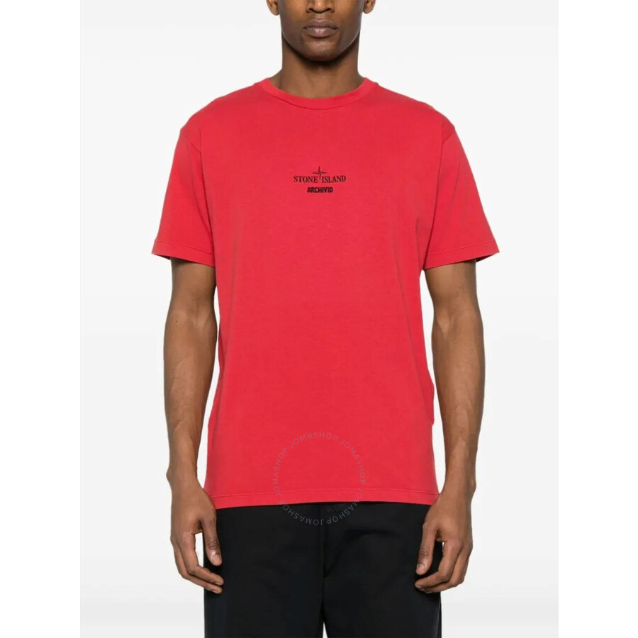 Stone Island Archivio Print Slim-fit Cotton T-shirt In Red