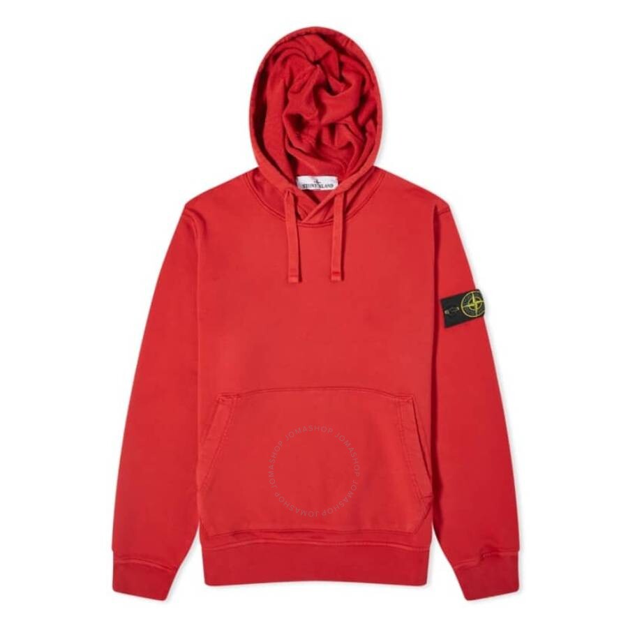 Stone Island Compass Logo Patch Popover Hoodie In Red