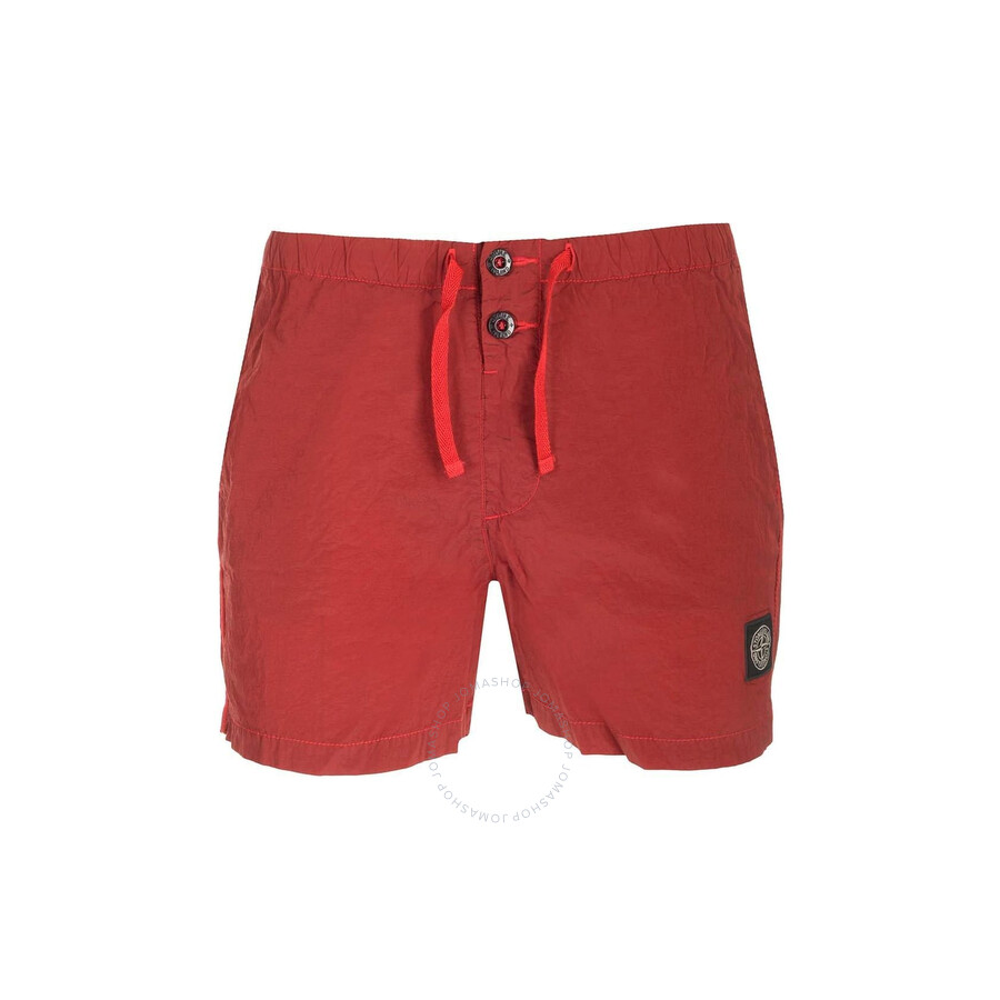 Stone Island Compass Patch Swim Shorts In Red
