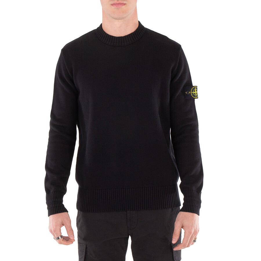 Men's Black Loose Fit Crewneck Sweater