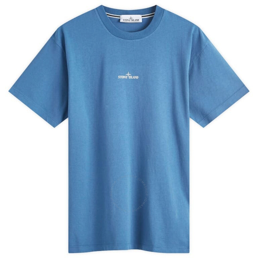 Stone Island Men's Dark Blue Institutional Four Print T-shirt In Blue