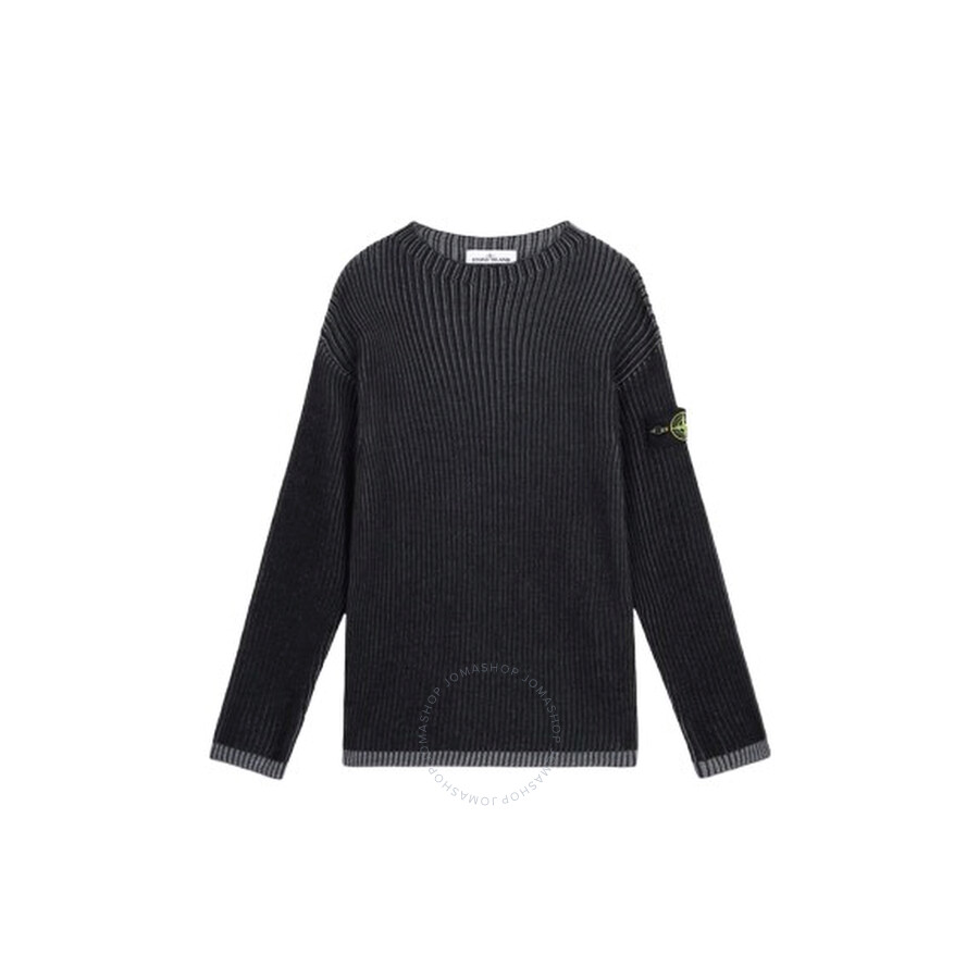 Stone Island Men's Melange Charcoal Vanise Full Rib Rws Wool Sweater In Grey