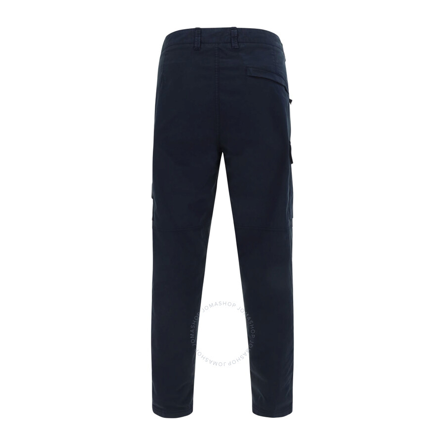 Stone Island Cargo Cotton Trousers Multiple Pockets In Blue