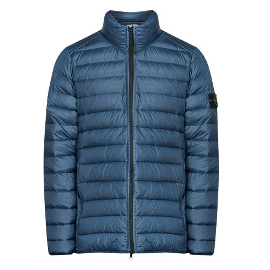 Stone Island Real Feather Quilted Jacket In Blue