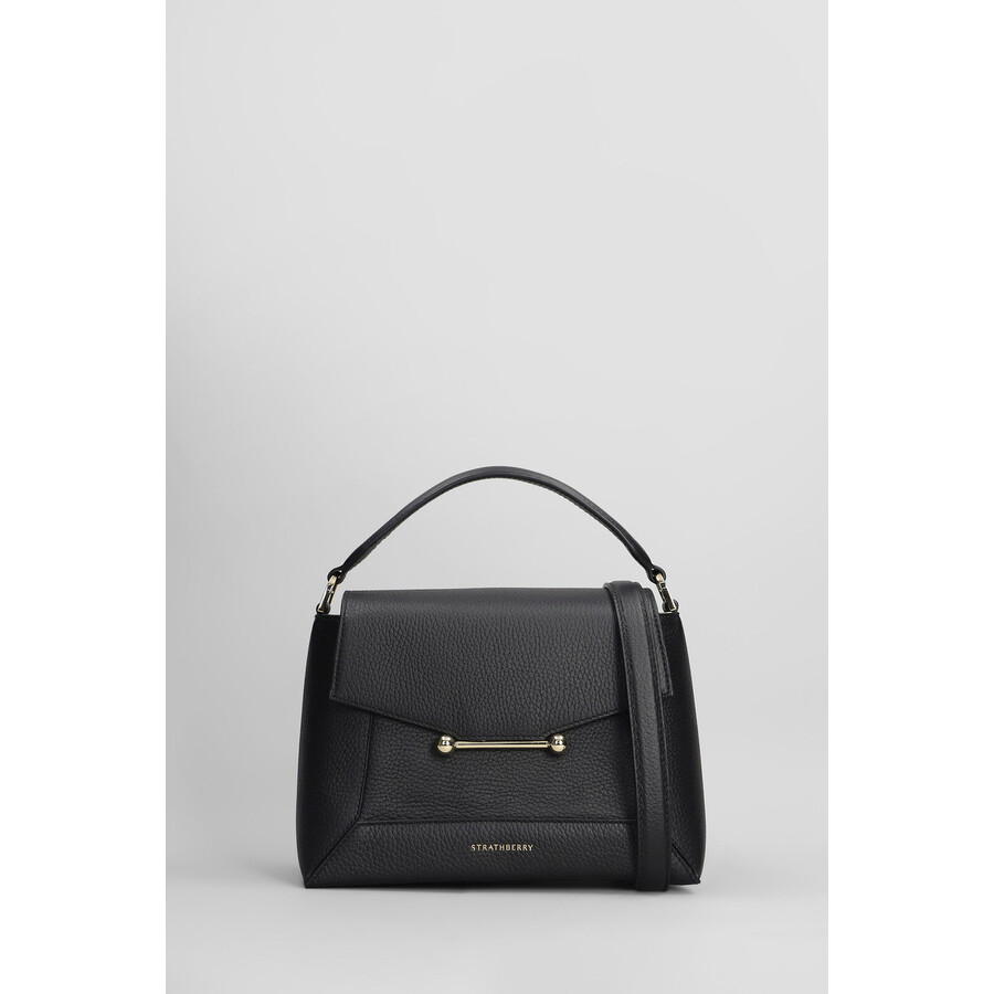 Strathberry Mosaic Shoulder Bag In Black Leather In Black