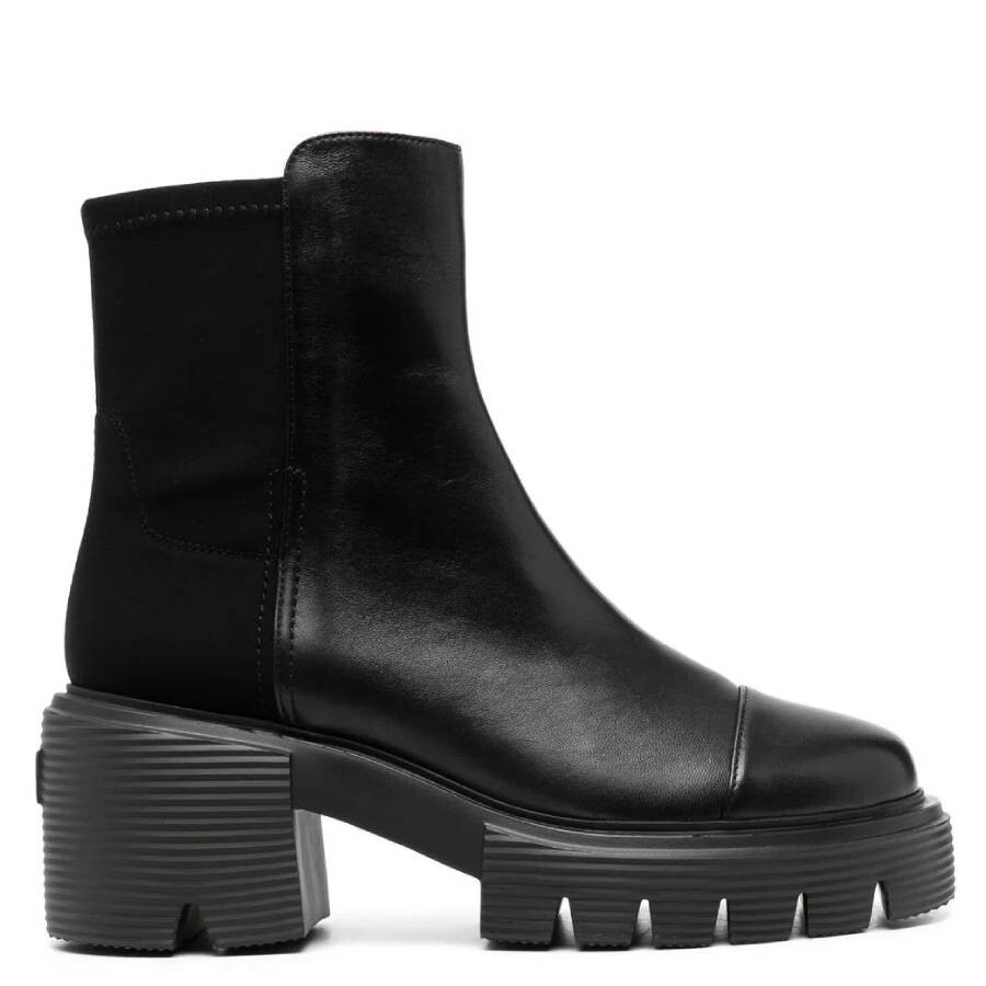 Stuart Weitzman Panelled Leather 75mm Chelsea Boots In Black