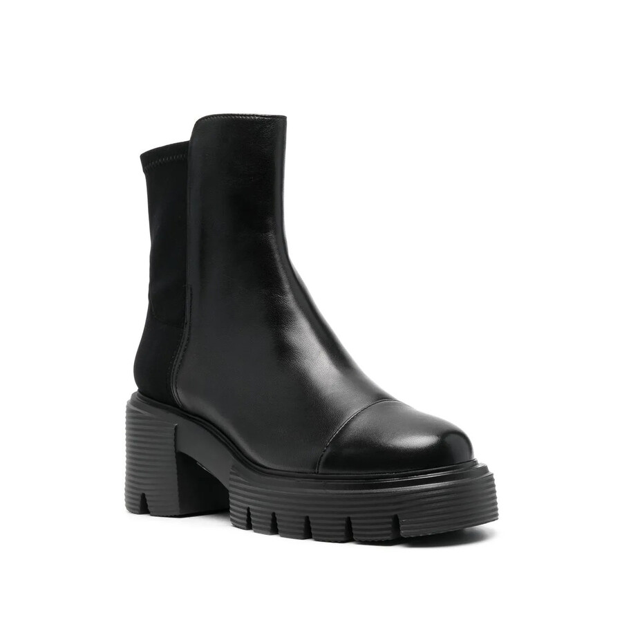 Stuart Weitzman Panelled Leather 75mm Chelsea Boots In Black