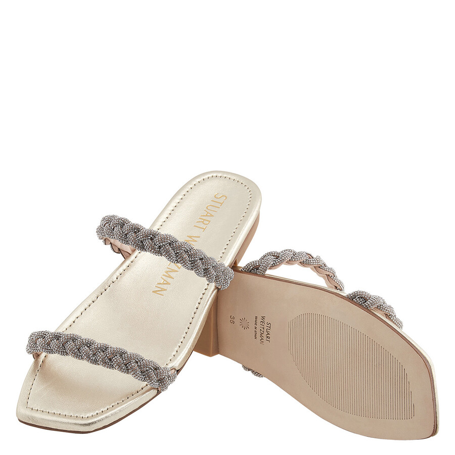 Stuart Weitzman Addison Jewelled Flat Sandals