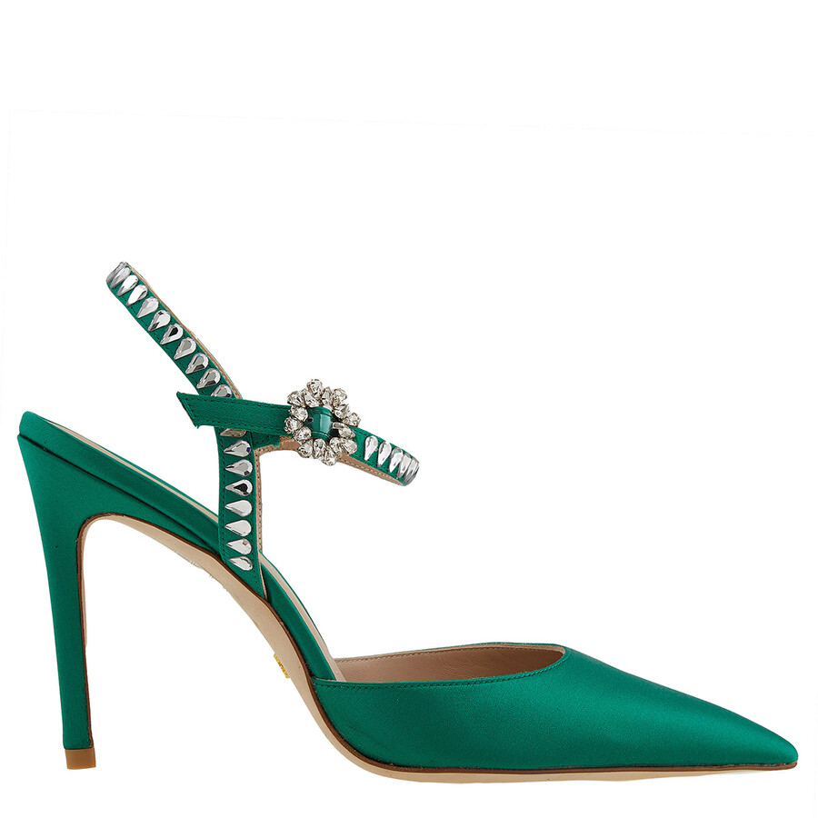 Stuart Weitzman 100 Gemcut Ankle Strap Pump In Green