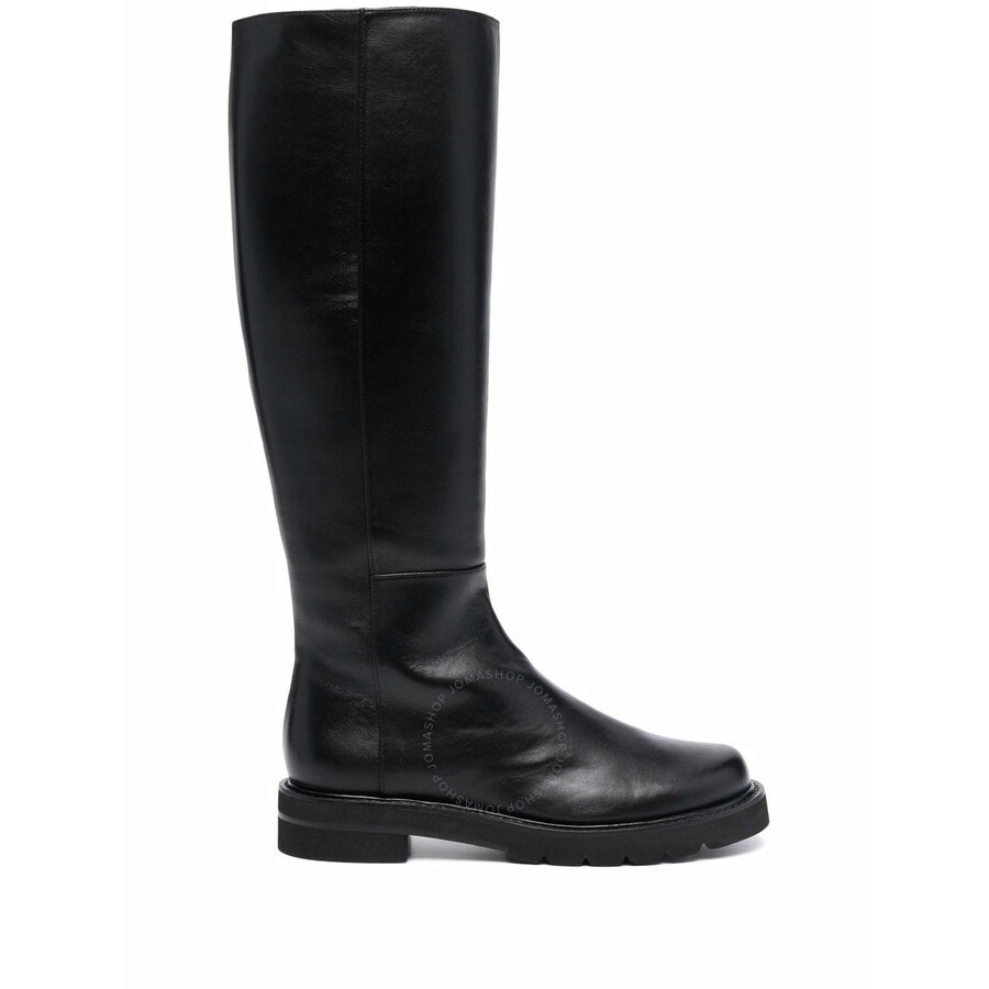 Stuart Weitzman Mila Lift Leather Knee Boots In Black