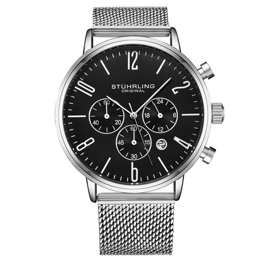 Stuhrling Original Monaco Chronograph Quartz Black Dial Men's Watch M16247