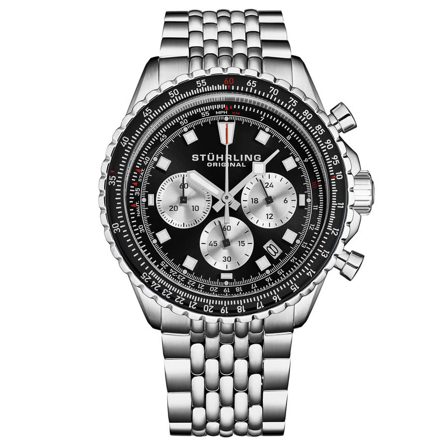 Stuhrling Original Monaco Chronograph Quartz Black Dial Men's Watch M18217