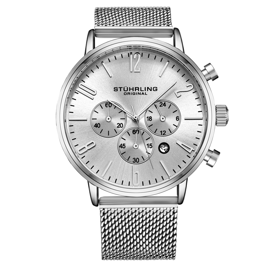 Stuhrling Original Monaco Chronograph Quartz Silver Dial Men's Watch M16248