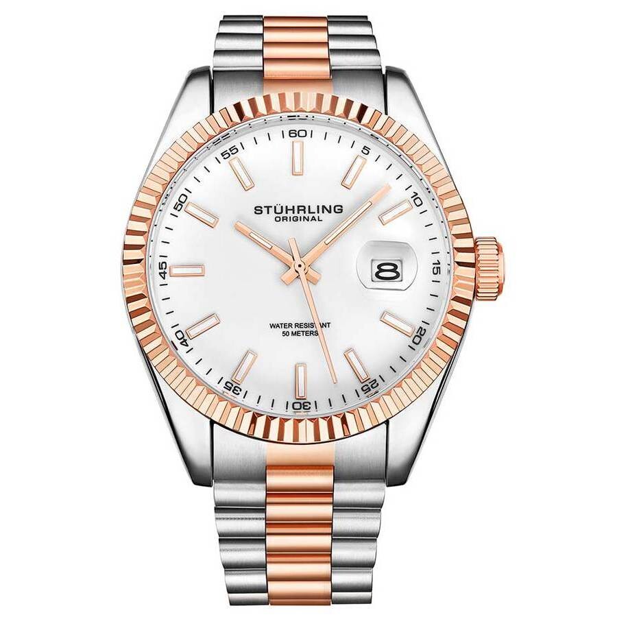 Stuhrling Original Symphony White Dial Men's Watch M15697 In Two Tone  / Gold Tone / Rose / Rose Gold Tone / White