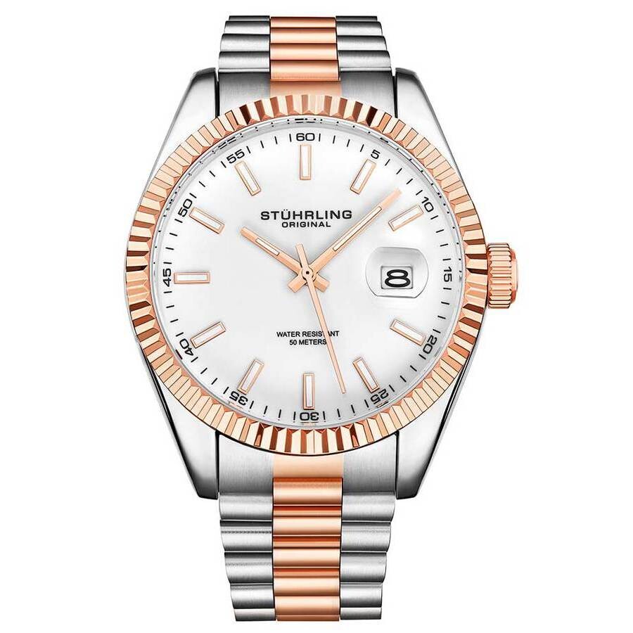 Shop Stuhrling Original Symphony White Dial Men's Watch M15697 In Two Tone  / Gold Tone / Rose / Rose Gold Tone / White