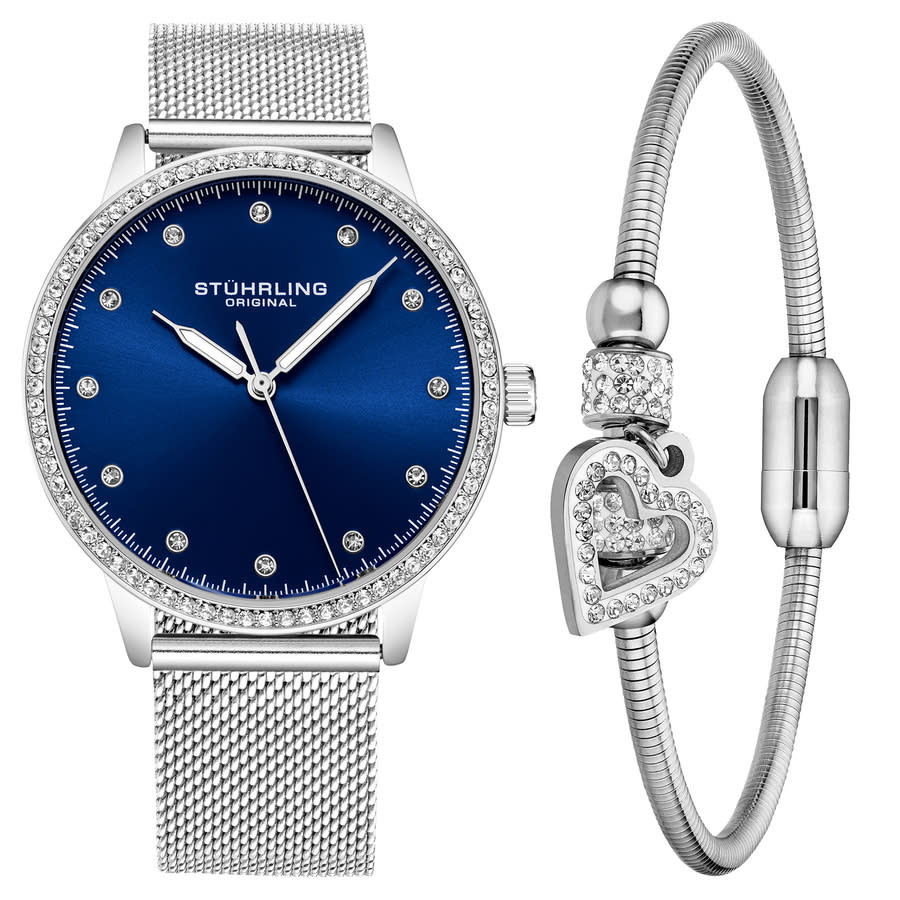 Stuhrling Original Vogue Quartz Blue Dial Ladies Watch M17833 With Bracelet