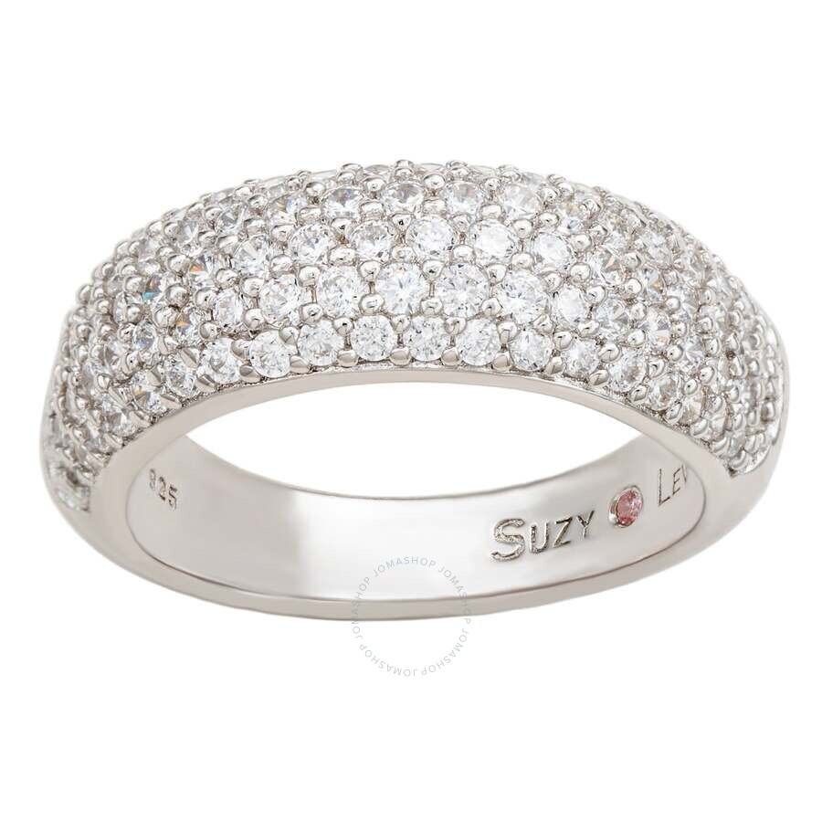 Suzy Levian White Sterling Silver White Cubic Zirconia Thick
