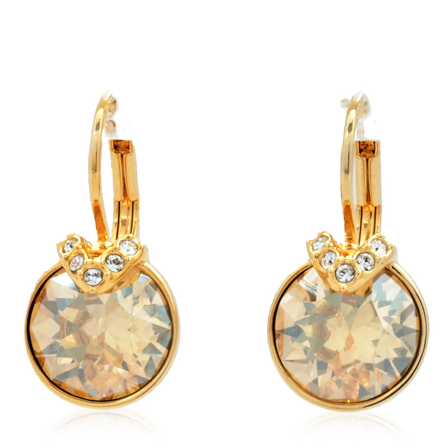 Swarovski Bella Gold-tone Plated Round Cut V Drop Earrings In Gold Tone
