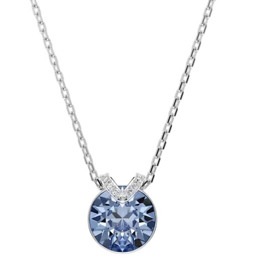 Swarovski Bella Rhodium Plated V Pendant Necklace In Blue