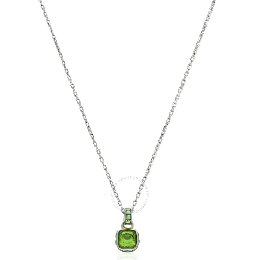 Swarovski Birthstone Pendant Aug Pendant Rhodium Shiny Green In Silver Tone