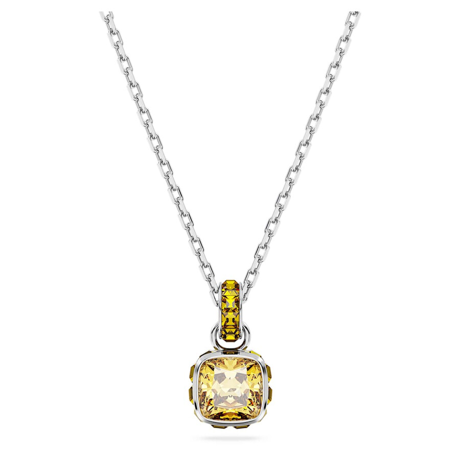 Swarovski Birthstone Pendant Nov Pendant Rhodium Shiny Yellow In Silver Tone