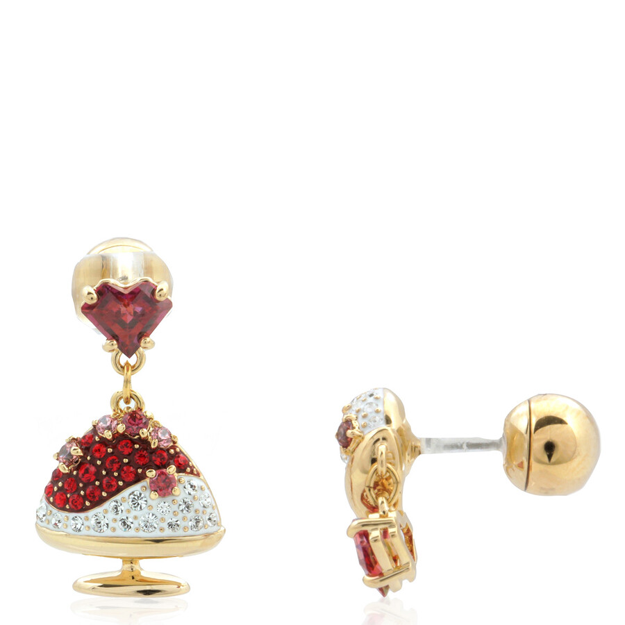 Swarovski Cariti Asymmetrical Red Bean Ice Drop Earrings In Red