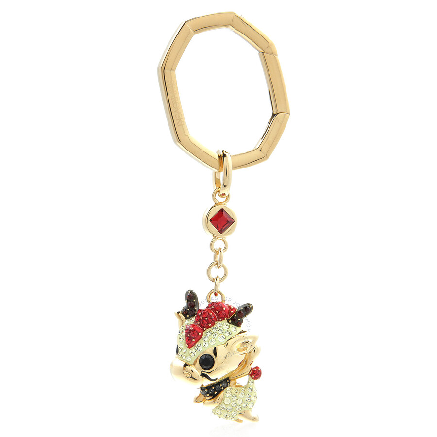 Swarovski Chinese Zodiac Key Ring Bag Charm Gold Shiny Jonquil In Yellow