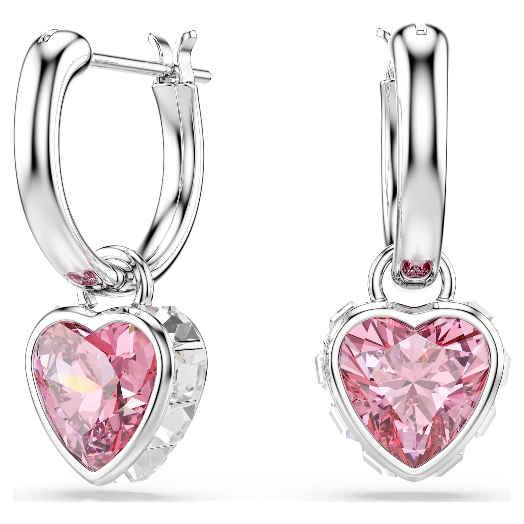 Swarovski Chroma Drop Earrings, Heart, Pink, Rhodium Plated