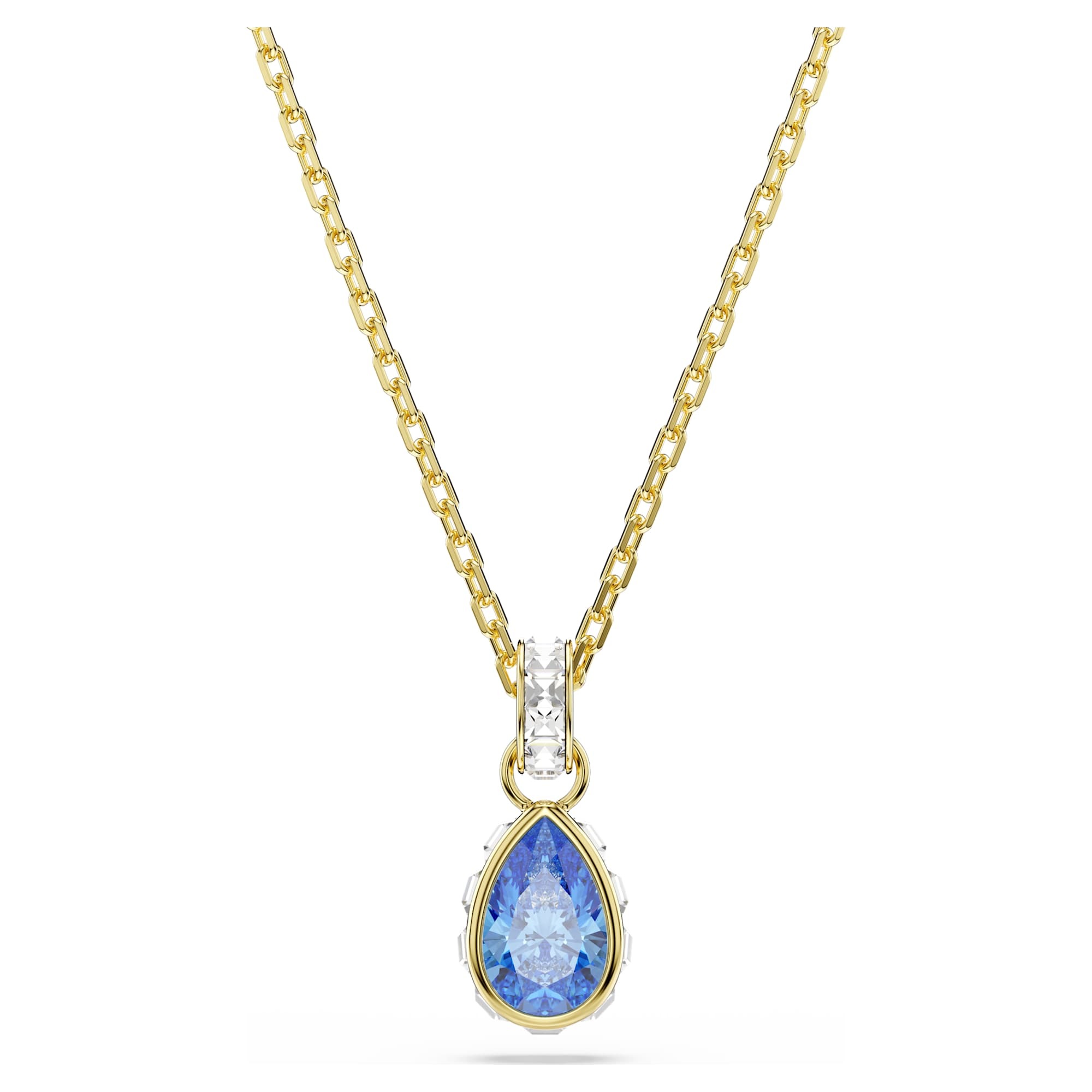 Swarovski Chroma Pendant, Pear Cut, Blue, 18K Gold Finish 5757786