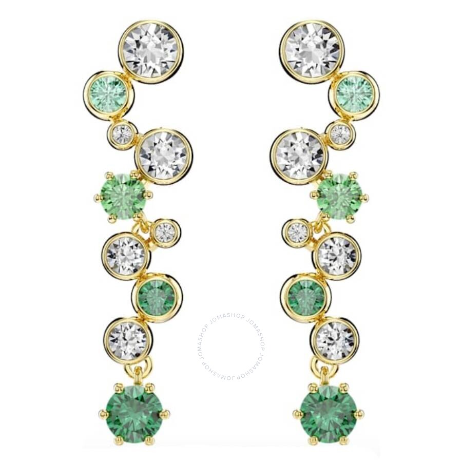 Swarovski Constella Mixed Cuts Drop Earrings In Green