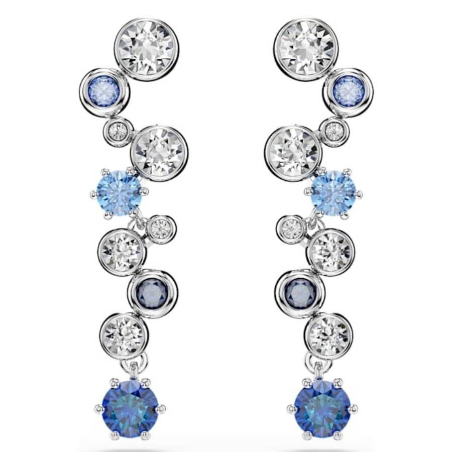 Swarovski Constella Rhodium Plated Crystal Drop Earrings In Blue