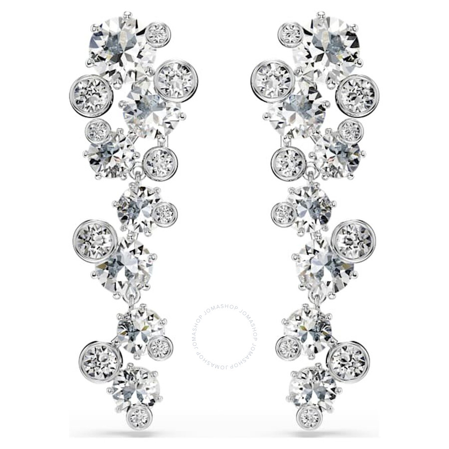 Swarovski Constella Rhodium Plated Drop Earrings In Metallic