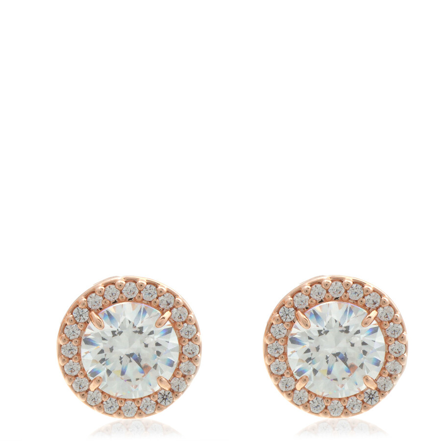 Swarovski Constella Rose-gold Toned Brass And Zirconia Halo Stud Earrings In Pink/rose Gold Tone/gold Tone