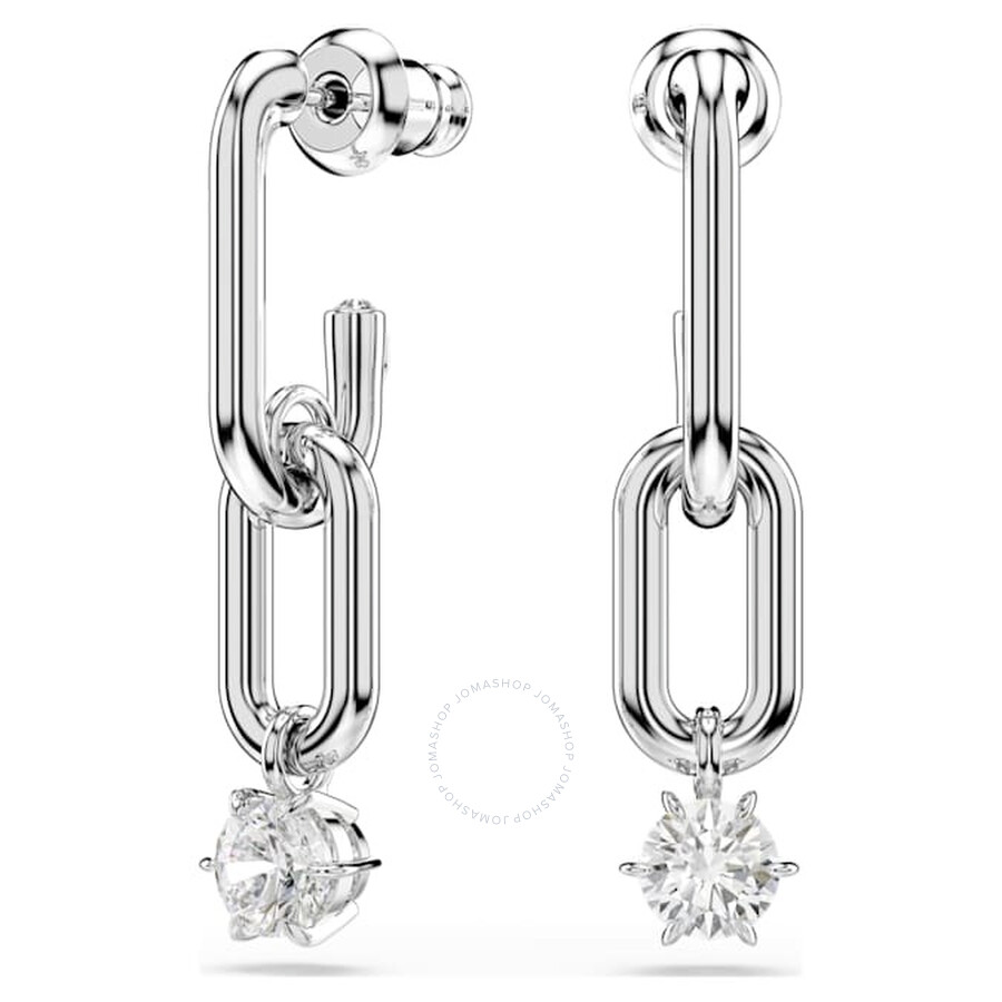 Swarovski Constella Crystal Charm Link Drop Earrings In Silver