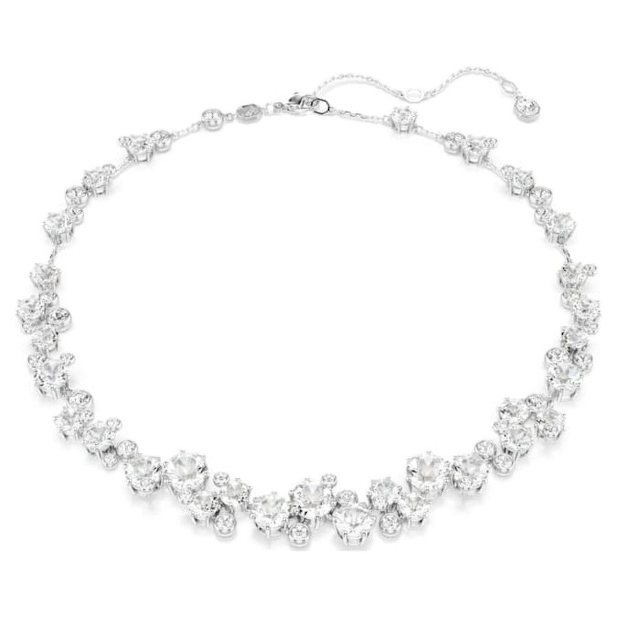 Swarovski Constella Round Cut Rhodium Plated Necklace In Metallic