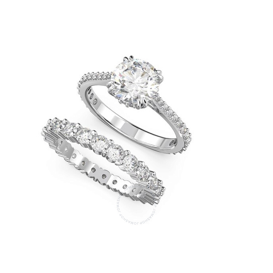 Swarovski Constella Set Rings Rhodium Shiny White In Silver Tone