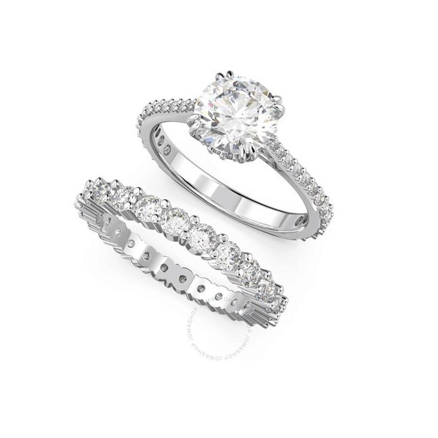 Swarovski Constella Set Rings Rhodium Shiny White In Silver Tone