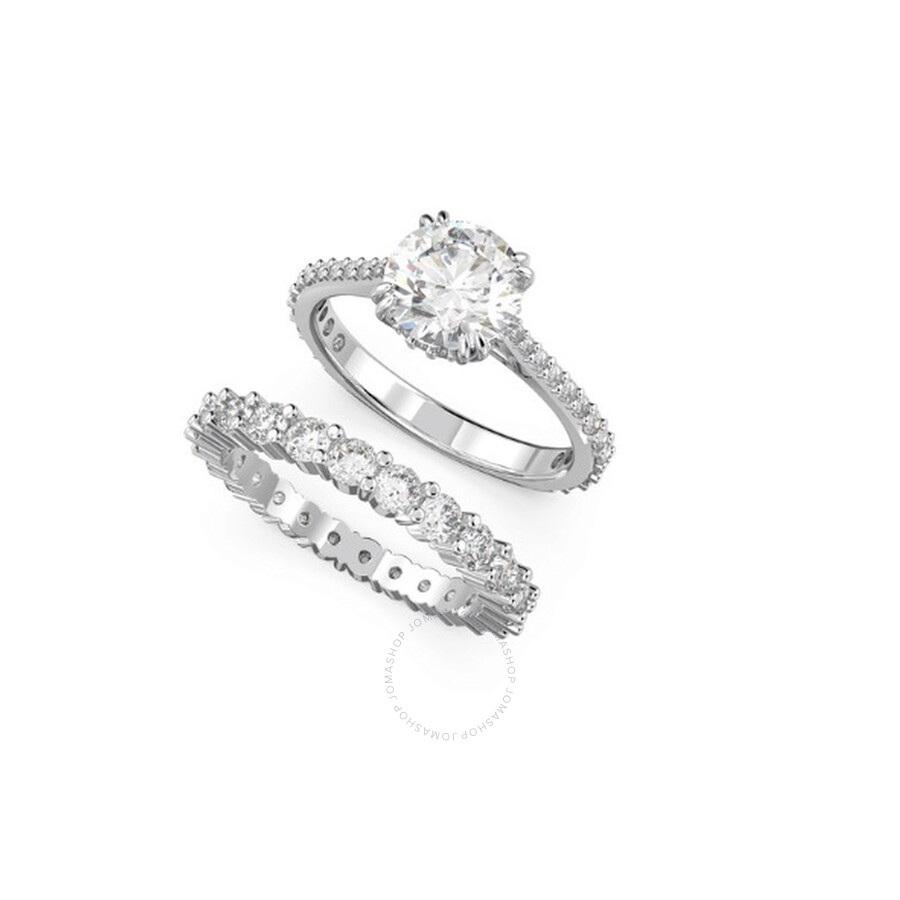 Swarovski Constella Set Rings Rhodium Shiny White In Silver Tone