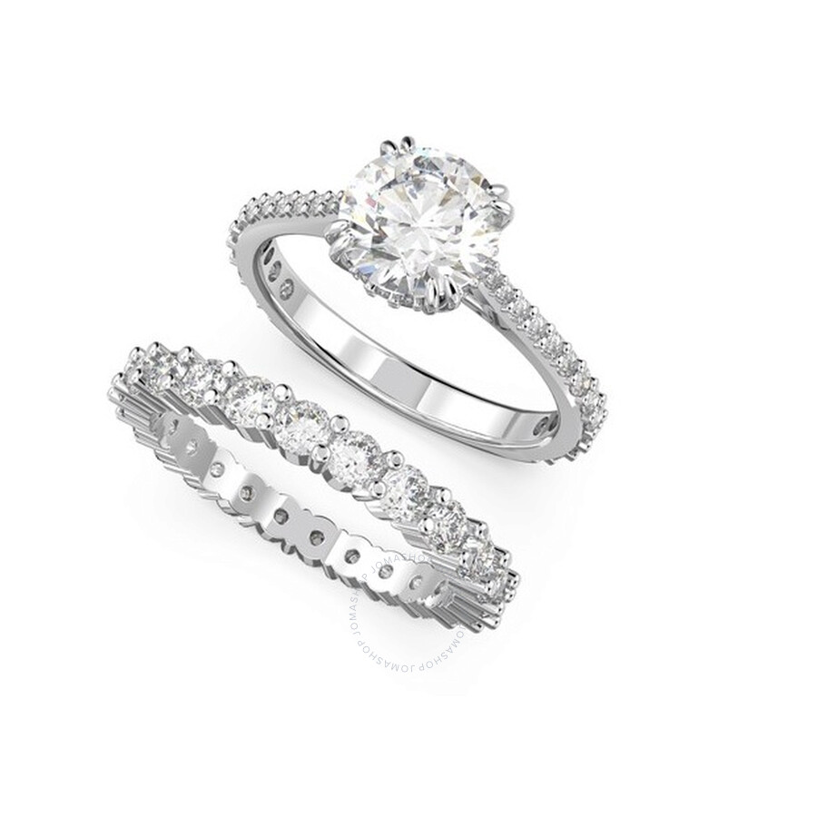 Swarovski Constella Set Rings Rhodium Shiny White In Silver Tone