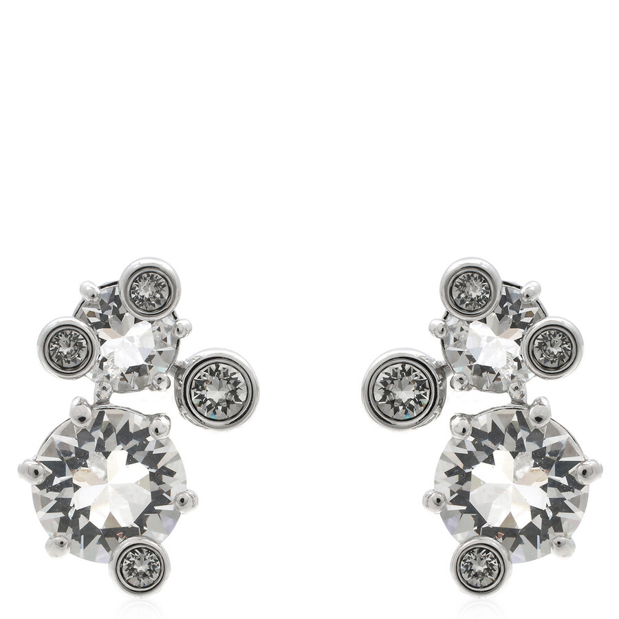 Swarovski Constella Rhodium Plated Stud Earrings In Metallic