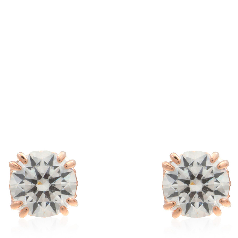 Swarovski Womens White Constella Rose-gold Toned Brass And Zirconia Stud Earrings In White